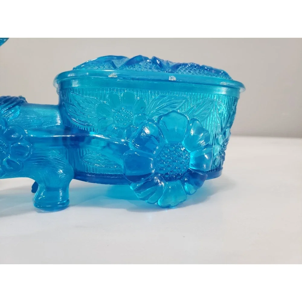 VINTAGE RETRO BLUE PLASTIC DONKEY CART TOOTHPICK HOLDER Kitschy Trinket‎ Jar